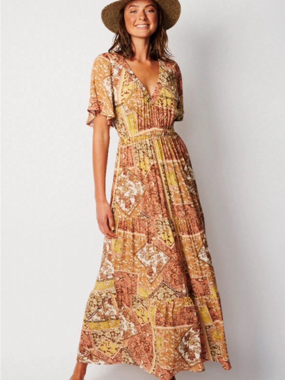 Rip Curl Women's Boho Patchwork Maxi Dress in Rust